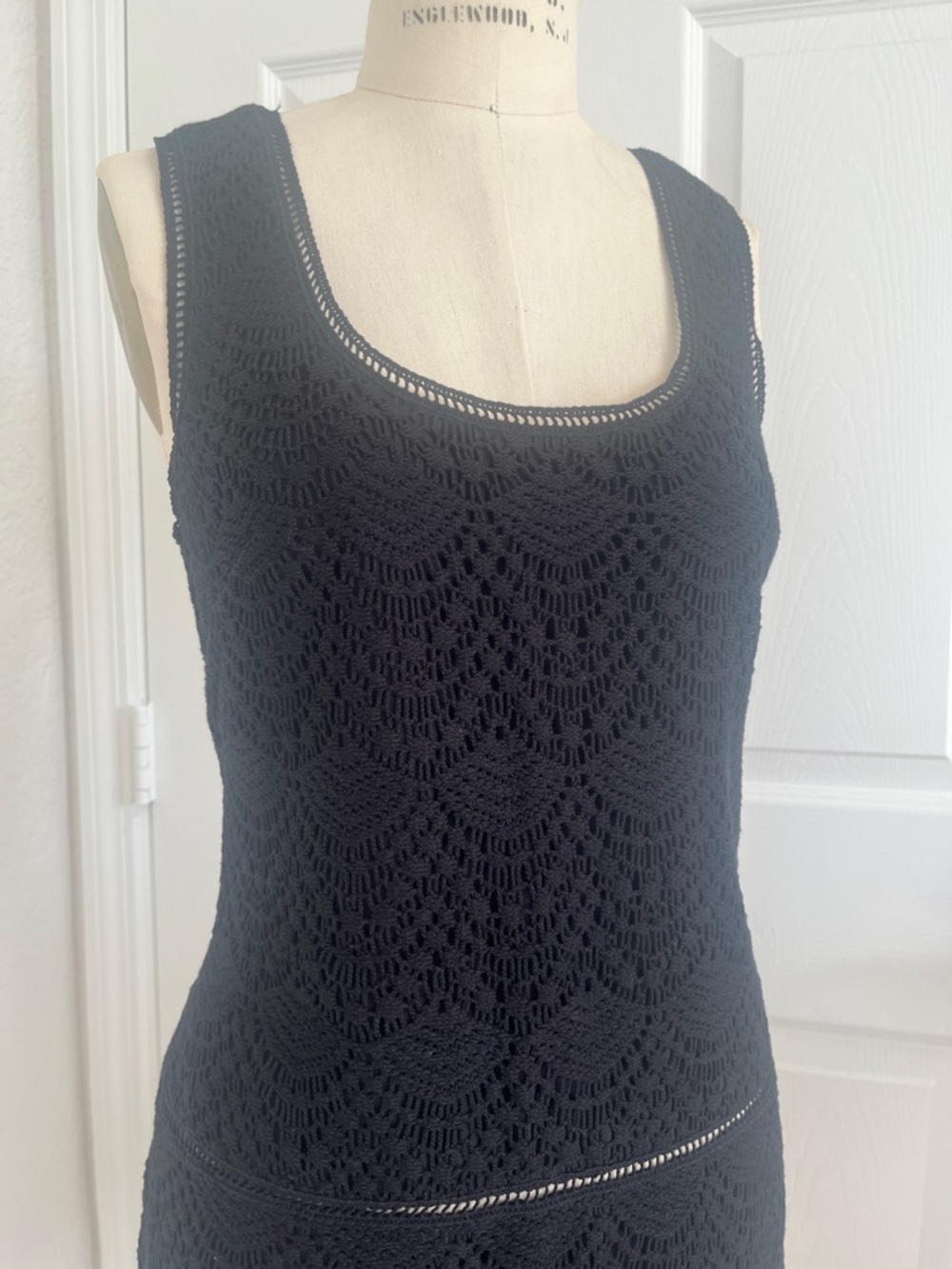 Juicy Couture Black Crochet Scoop Mini Dress